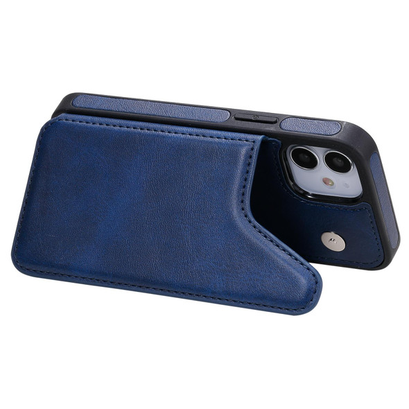 Shockproof Calf Texture Protective Case with Holder & Card Slots & Frame - iPhone 12 mini(Blue)