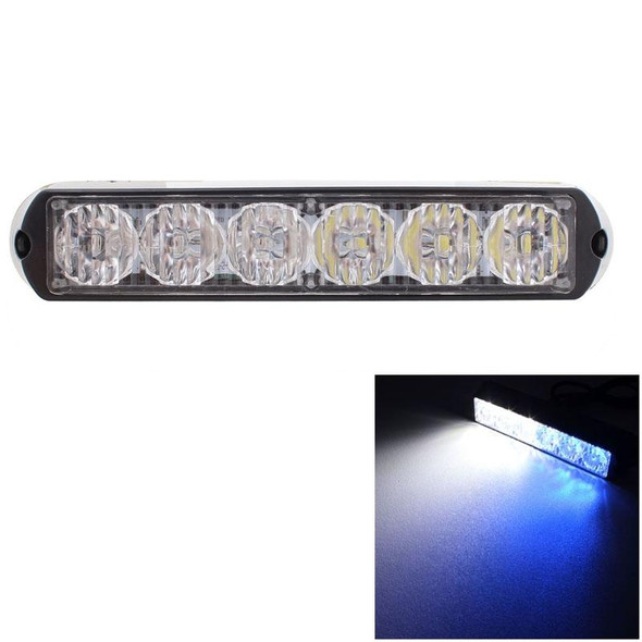 18W 1080LM 6-LED White + Blue Light Wired Car Flashing Warning Signal Lamp, DC 12-24V, Wire Length: 90cm