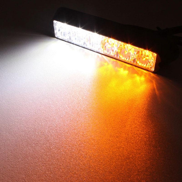 18W 1080LM 6-LED White + Yellow Light Wired Car Flashing Warning Signal Lamp, DC 12-24V, Wire Length: 90cm