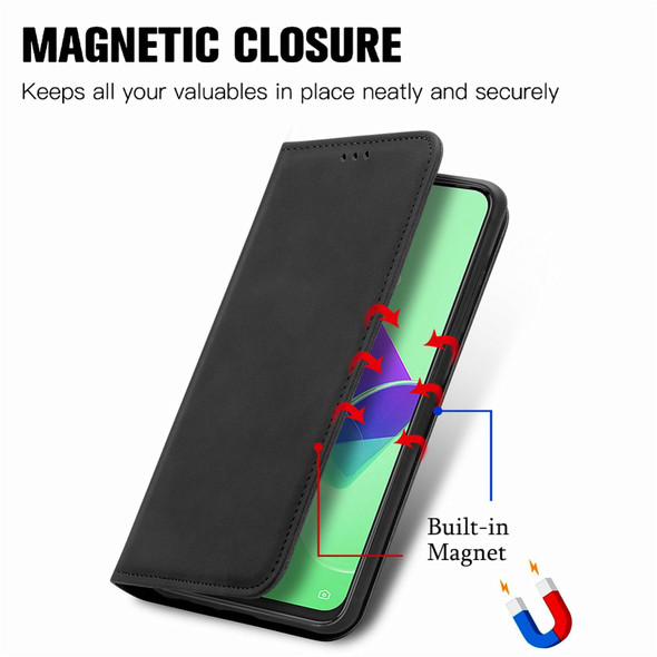 For Tecno Spark 9 Pro Retro Skin Feel Magnetic Flip Leatherette Phone Case(Black)