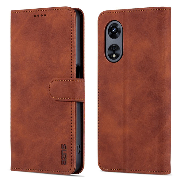 For OPPO A58 5G / A58X / A78 AZNS Skin Feel Calf Texture Flip Leatherette Phone Case(Brown)