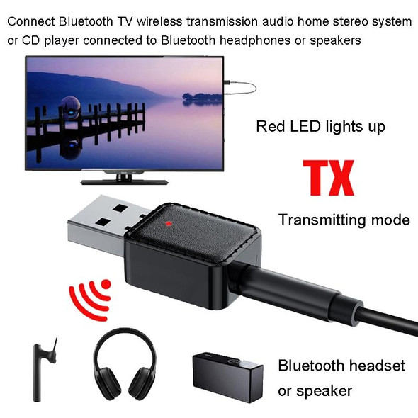 RX-TX-413 USB Bluetooth Receiving Launch 2 In 1 Adapter(Black)