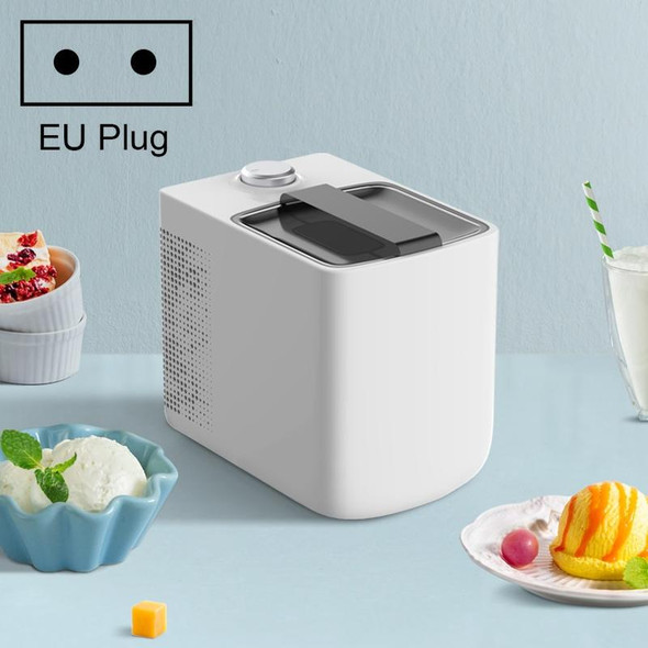 Electronic No Pre-cooling Mini Ice Cream Machine Household Automatic Homemade Yogurt Machine EU Plug(White)