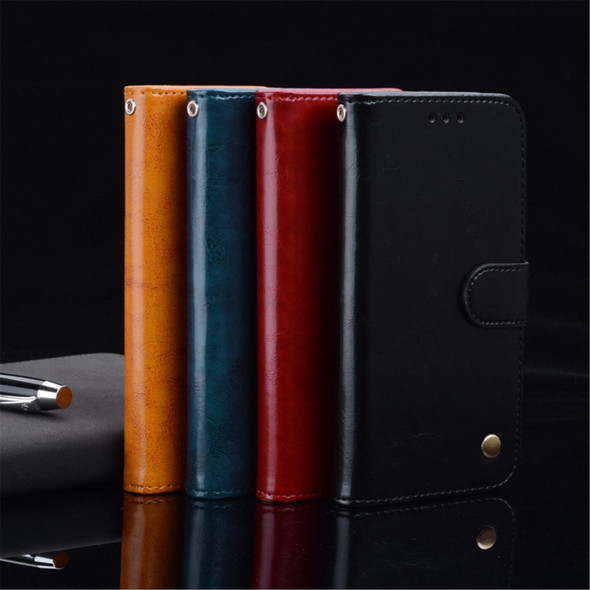 Business Style Oil Wax Texture Horizontal Flip Leatherette Case with Holder & Card Slots & Wallet - iPhone 12 mini(Red)