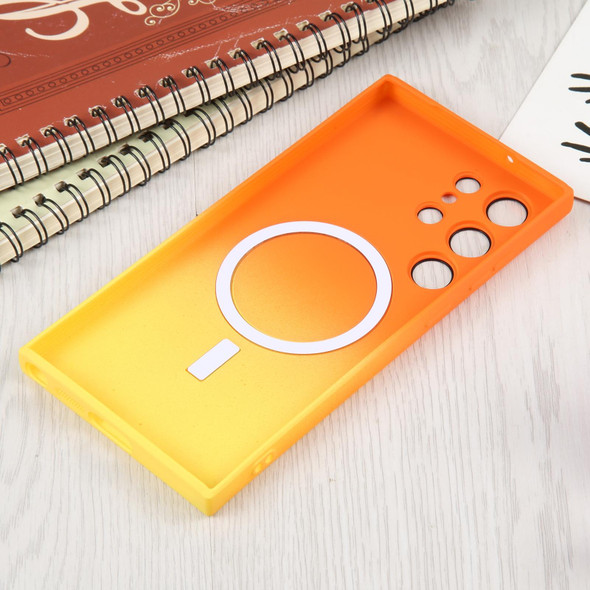 For Samsung Galaxy S22+ 5G Liquid TPU Silicone Gradient MagSafe Phone Case(Orange Yellow)