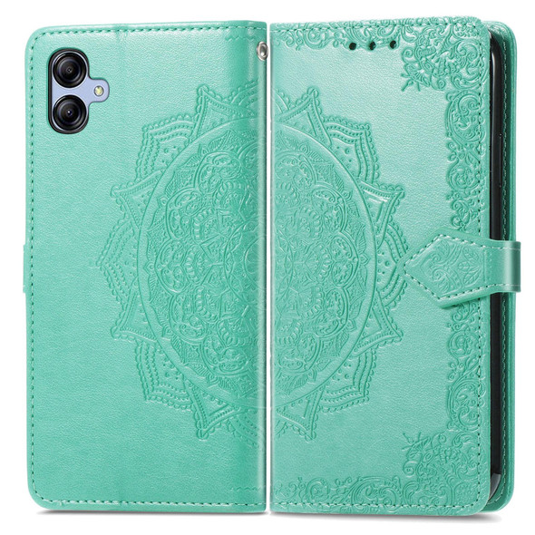 For Samsung Galaxy A04e Mandala Flower Embossed Leatherette Phone Case(Green)