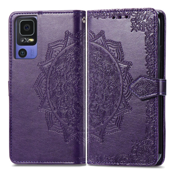 For TCL 40 SE Mandala Flower Embossed Leatherette Phone Case(Purple)