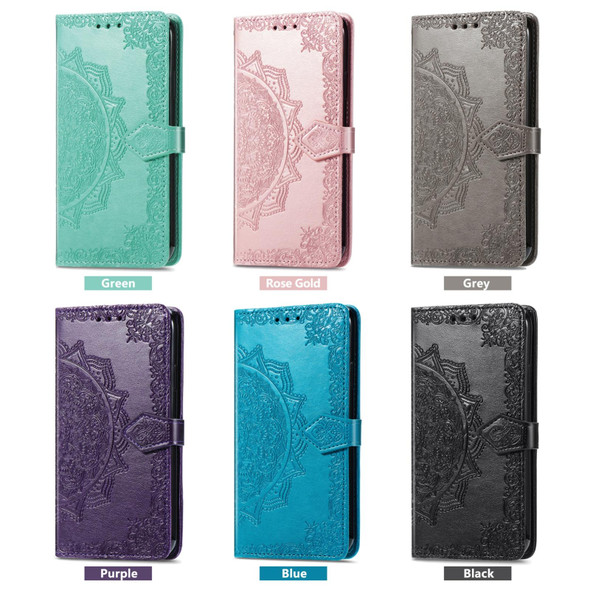 For TCL 40 SE Mandala Flower Embossed Leatherette Phone Case(Gray)