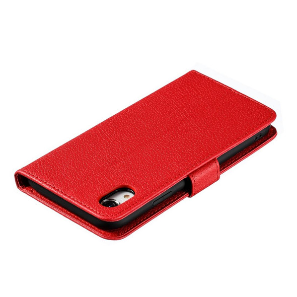 Feather Pattern Litchi Texture Horizontal Flip Leatherette Case with Wallet & Holder & Card Slots - iPhone XR(Red)