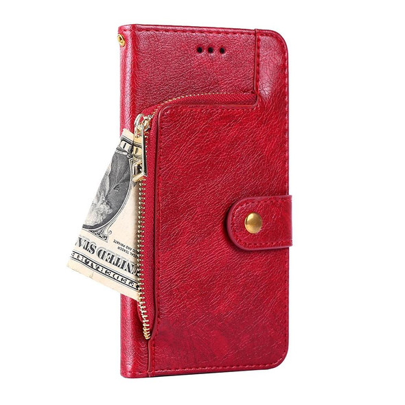 For OPPO Reno8 T 4G Zipper Bag Leatherette Phone Case(Red)