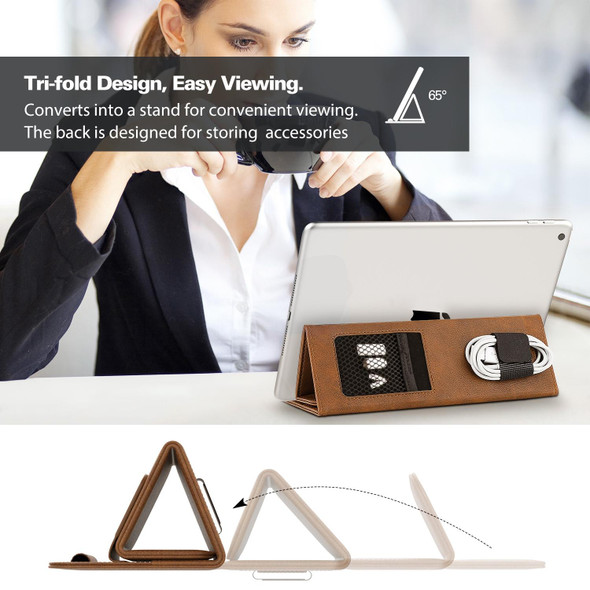 3-fold Stand Magnetic Tablet Sleeve Case Liner Bag For iPad 9.7 / 10.2 / 10.5 / 10.9 / 11 inch(Light Brown)