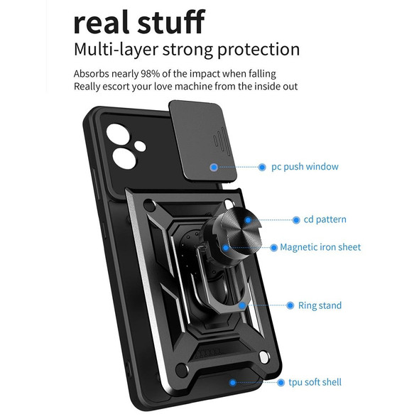 For Samsung Galaxy A04e Sliding Camera Cover Design Phone Case(Black)