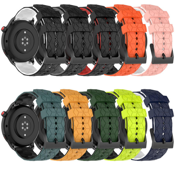 For Xiaomi Haylou RS4 LS12 22mm Football Pattern Two-Color Silicone Watch Band(Black+Grey)