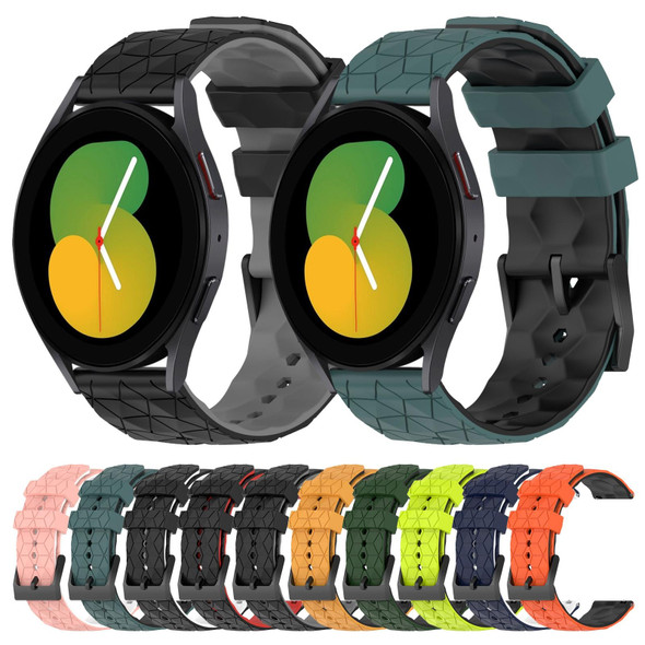 For Samsung Galaxy Watch 5 40mm 20mm Football Pattern Two-Color Silicone Watch Band(Olive Green + Black)