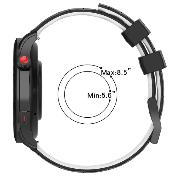 For Samsung  Galaxy Watch 4 Classic 42mm 20mm Football Pattern Two-Color Silicone Watch Band(Black+Red)