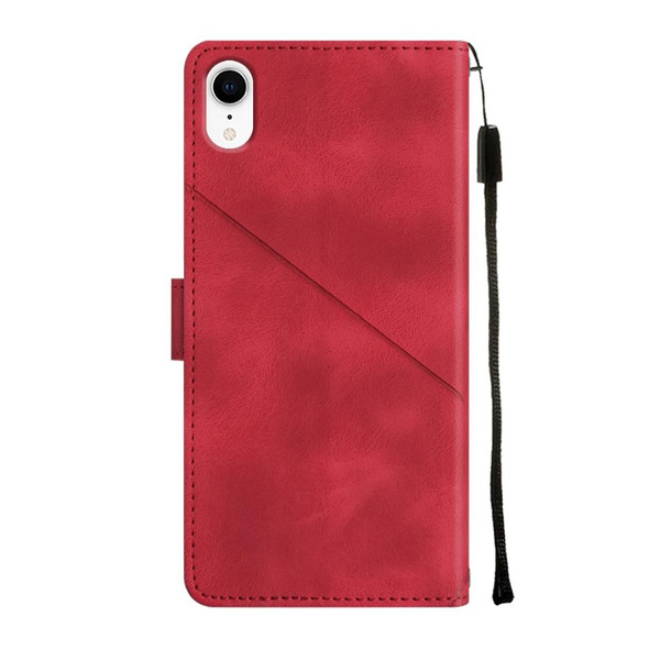 For iPhone XR Skin-feel Embossed Leatherette Phone Case(Red)