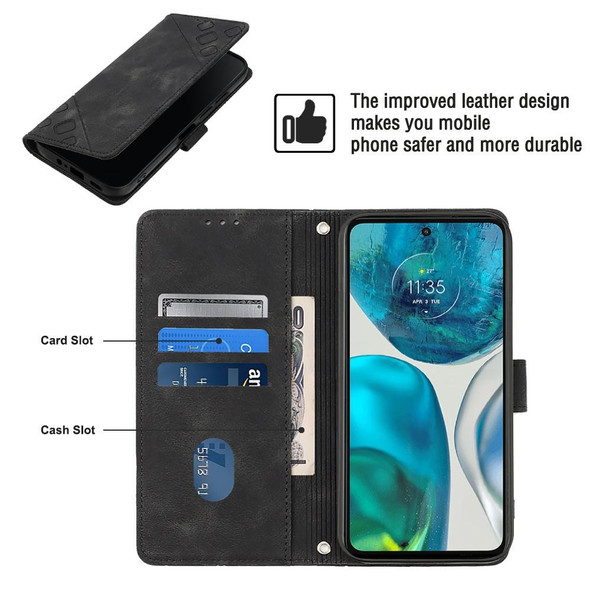 For Motorola Moto G52 Skin-feel Embossed Leatherette Phone Case(Black)