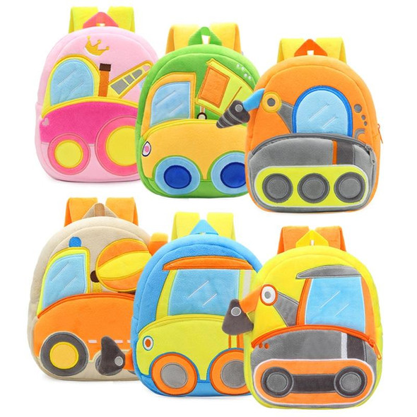 3D Cartoon Trucks Cars Plush Kids Backpack Children School Bags(Lifting Machine)