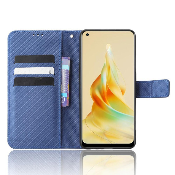 For OPPO Reno8 T 4G Diamond Texture Leatherette Phone Case(Blue)