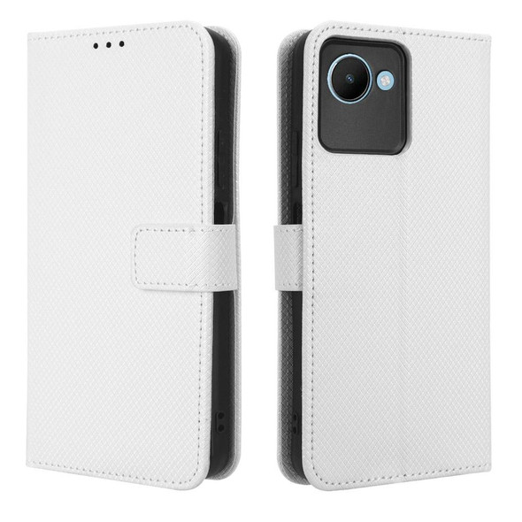 For Realme C30 / C30s Foreign Diamond Texture Leatherette Phone Case(White)