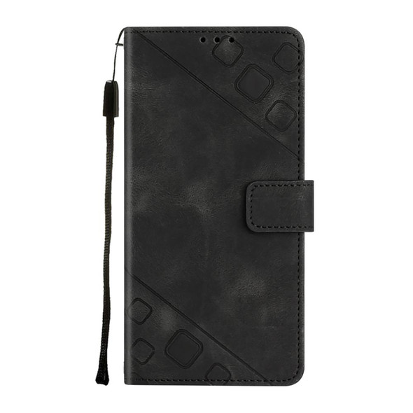 For Samsung Galaxy A52 5G / 4G Skin-feel Embossed Leatherette Phone Case(Black)