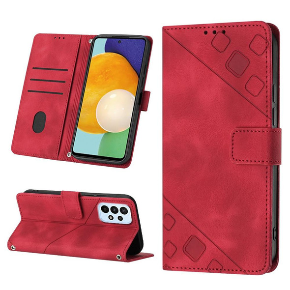 For Samsung Galaxy A52 5G / 4G Skin-feel Embossed Leatherette Phone Case(Red)