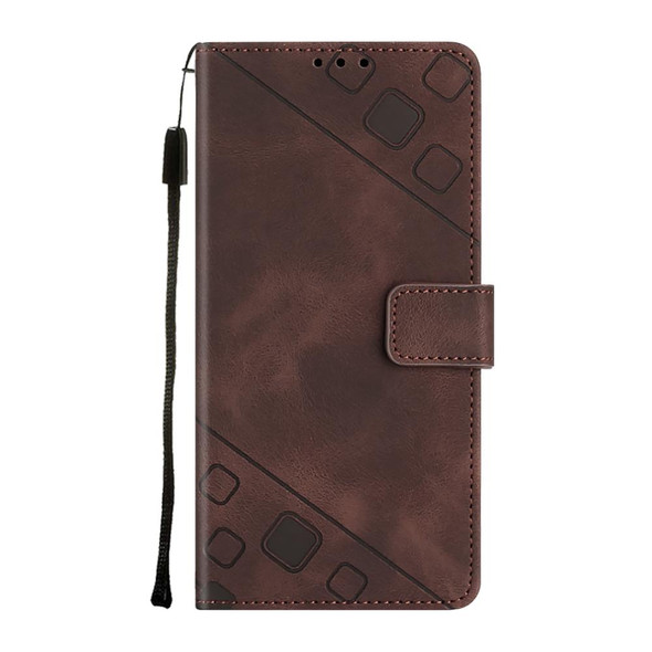 For Samsung Galaxy A13 5G /A04 4G/A04e Skin-feel Embossed Leatherette Phone Case(Brown)