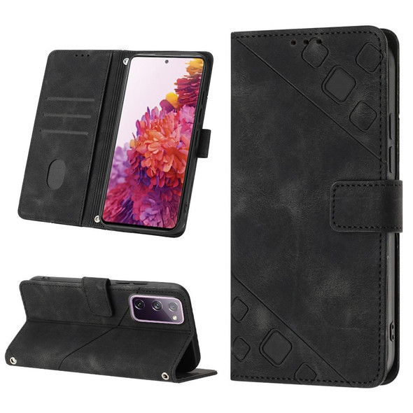 For Samsung Galaxy S20 FE / S20 2022 Skin-feel Embossed Leatherette Phone Case(Black)