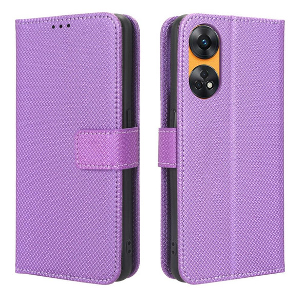 For OPPO Reno8 T 4G Diamond Texture Leatherette Phone Case(Purple)