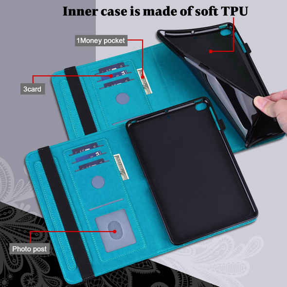 For Lenovo Pad Plus 2023 11.5 inch / Tab P11 Gen 2 Lace Flower Embossing Pattern Leatherette Tablet Case(Blue)