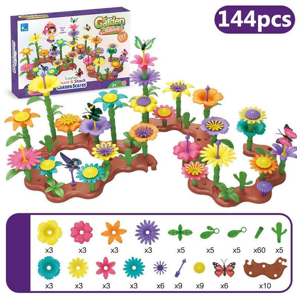 144pcs/set Children Intellectual Development DIY Assembly Flower Arrangement Toys