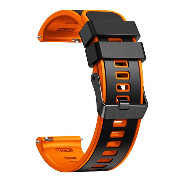 20mm Universal Two Color Silicone Watch Band(Black Orange)