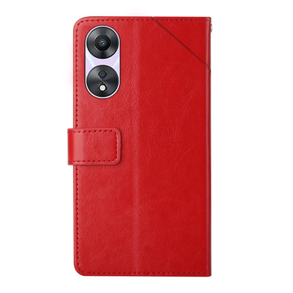 For OPPO Reno8 T 5G/A1 Pro 5G HT01 Y-shaped Pattern Flip Leatherette Phone Case(Red)