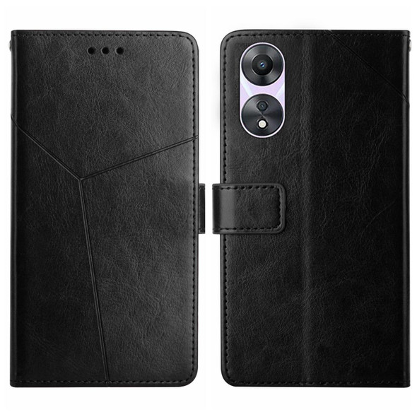 For OPPO Reno8 T 5G/A1 Pro 5G HT01 Y-shaped Pattern Flip Leatherette Phone Case(Black)