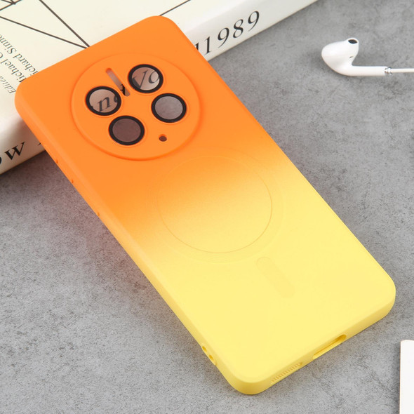 For Huawei Mate 50 Pro Liquid TPU Silicone Gradient MagSafe Phone Case(Orange Yellow)