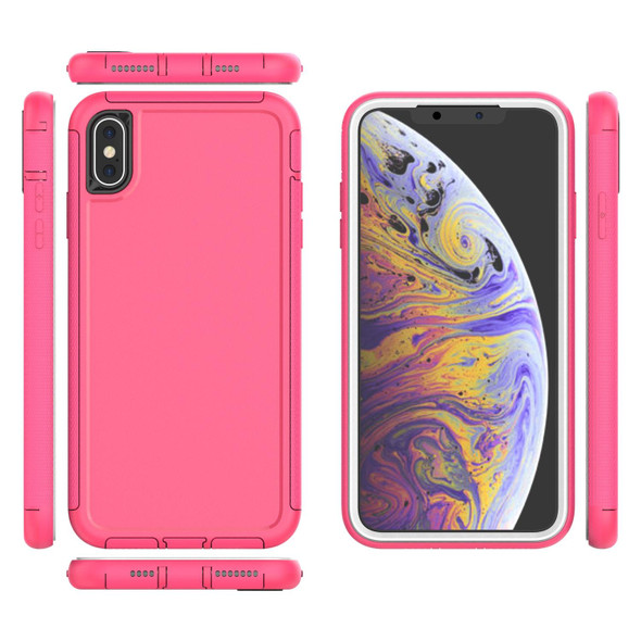 360 All-inclusive Shockproof Precise Hole PC + TPU Protective Case - iPhone XS / X(Rose Red)