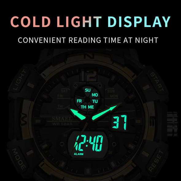 SMAEL 8045 Outdoor Waterproof Time Sports Luminous Dual Display Watch(Black Gold)