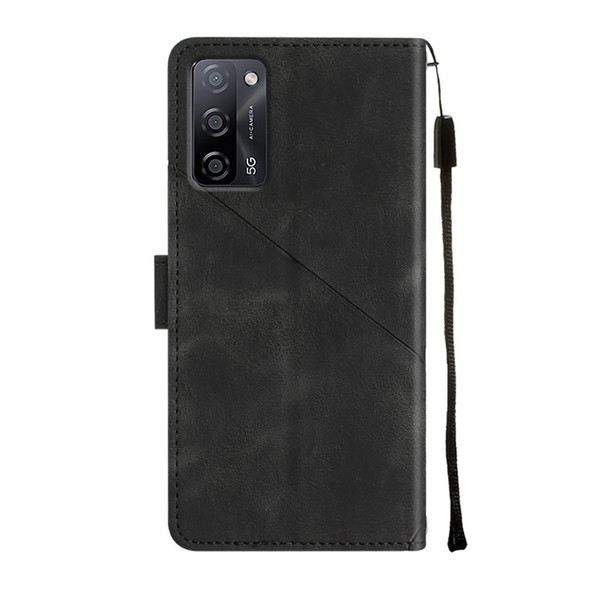 Skin-feel Embossed Leather Phone Case For OPPO A55 5G / A54 4G / A16 4G / A16s / A55 4G / A54s / A56 5G / Realme V11 5G (Black)