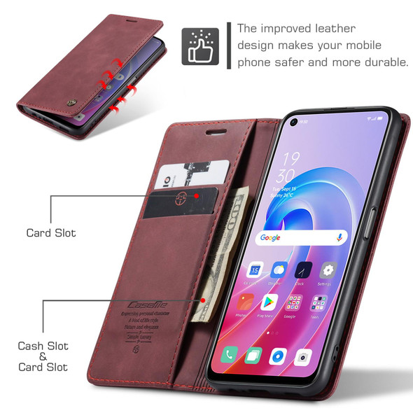 CaseMe 013 Multifunctional Horizontal Flip Leatherette Phone Case For OPPO A96 4G / A36 4GA76 4GK10 4G Realme 9i 4G (Wine Red)