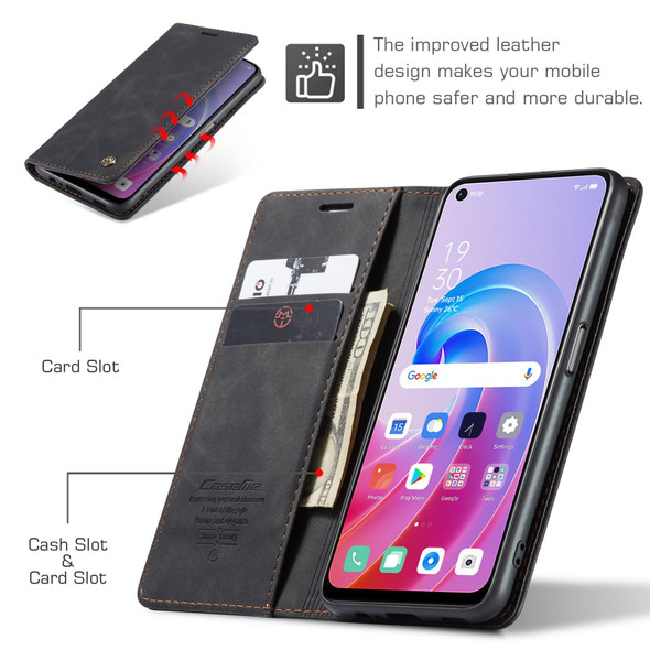 CaseMe 013 Multifunctional Horizontal Flip Leatherette Phone Case For OPPO A96 4G / A36 4GA76 4GK10 4G Realme 9i 4G (Black)