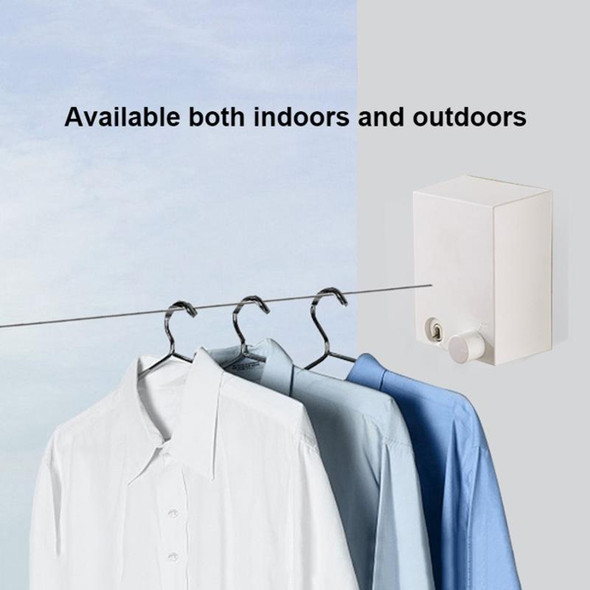 Retractable Indoor And Outdoor Clothes Wall Hanger Magic Drying Rack Balcony Bathroom Invisible Clothesline Wire Rope(White)