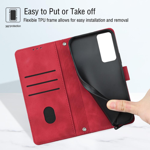 For Xiaomi 12 Skin-feel Embossed Leather Phone Case(Red)