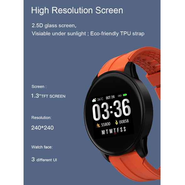 B7 0.96 inch Color Screen Smart Watch, Support Sleep Monitor / Heart Rate Monitor / Blood Pressure Monitor(Orange)