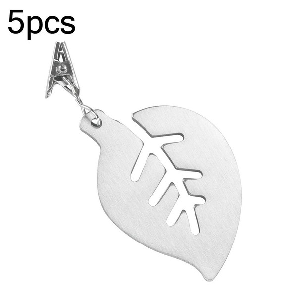 5pcs Stainless Steel Tablecloth Clip Windproof Tablecloth Weights Hanger(Leaf TCC0010B)