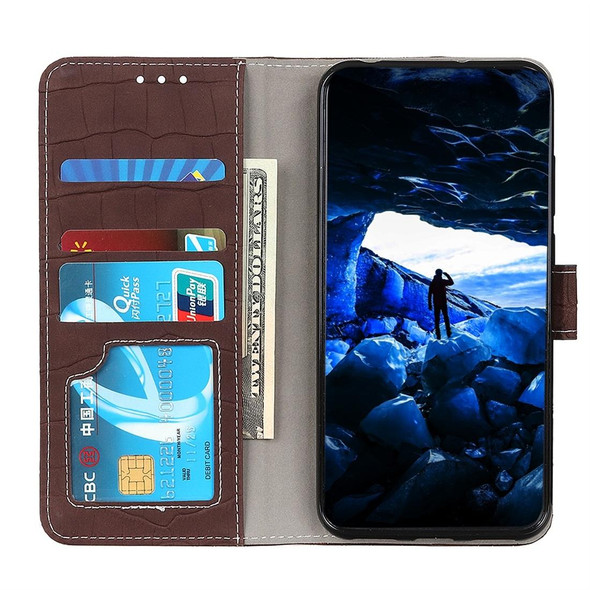 Crocodile Texture Horizontal Flip Leatherette Case for Galaxy A40, with Holder & Wallet & Card Slots & Photo Frame (Brown)