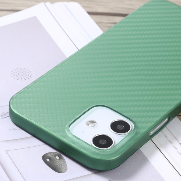 Carbon Fiber Texture PP Protective Case - iPhone 12 mini(Green)