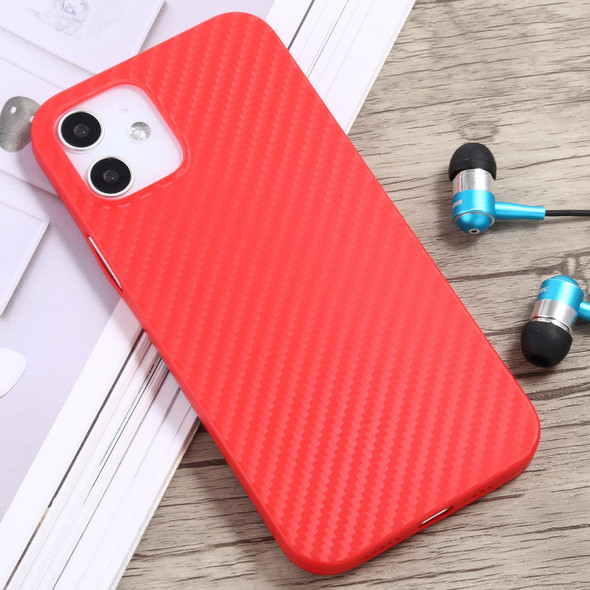 Carbon Fiber Texture PP Protective Case - iPhone 12 mini(Red)