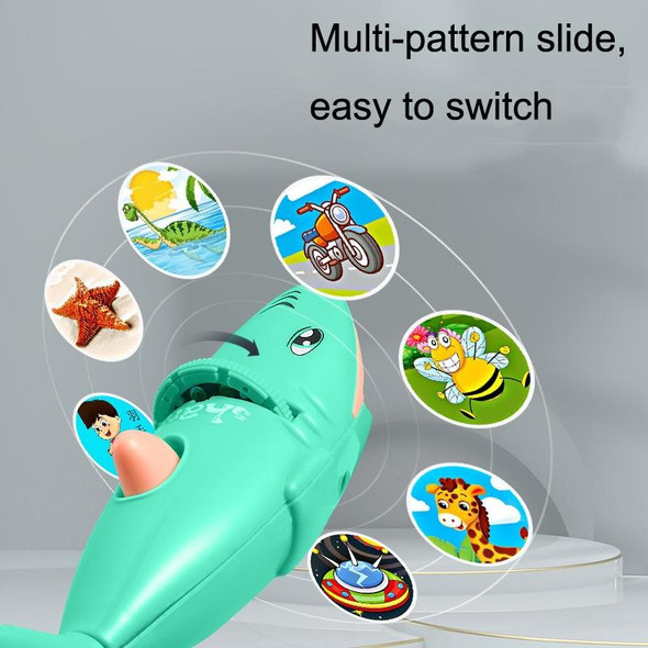 2pcs Children Early Education Luminous Projector Flashlight Story Machine With 8 Cards (Green)
