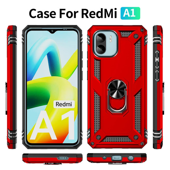 For Xiaomi Redmi A1 Shockproof TPU + PC Phone Case with Holder(Red)