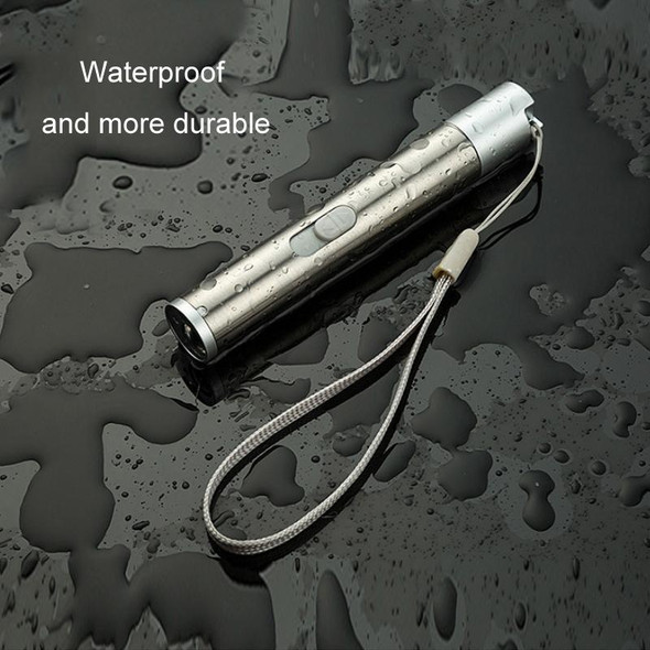 3 in 1 USB Rechargeable Flashlight Infrared Laser Pen Currency Detector Lamp(Silver)